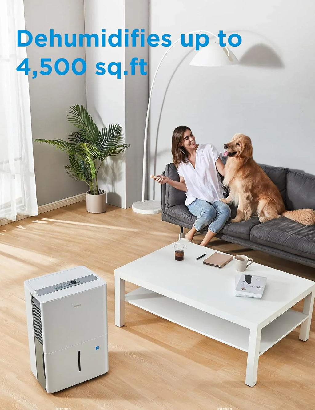 Déshumidificateur Midea de 4 500 pi² avec pompe, certifié Energy Star, 50 pintes