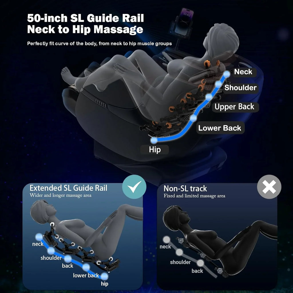 Fauteuil de massage complet 2025, fauteuil de massage Shiatsu Zero Gravity SL Track