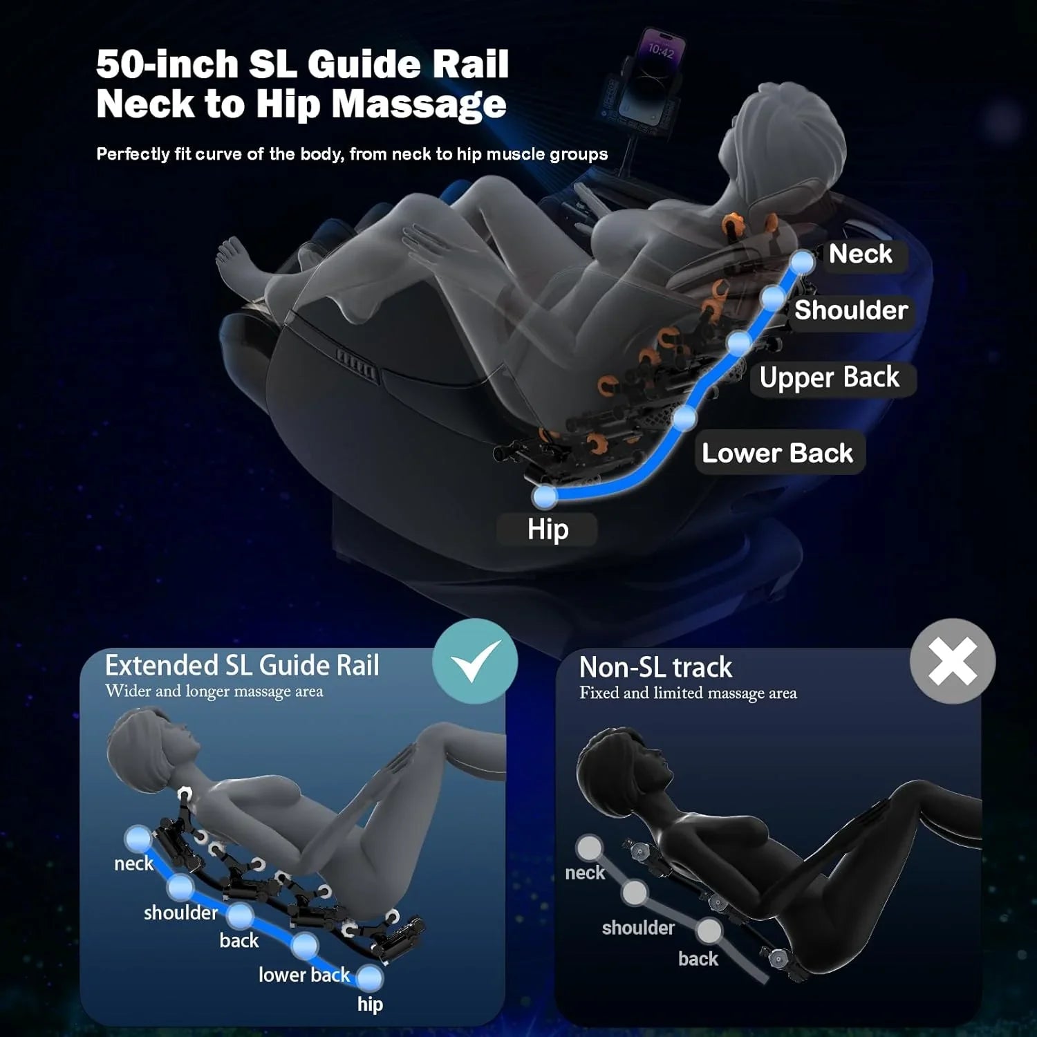Fauteuil de massage complet 2025, fauteuil de massage Shiatsu Zero Gravity SL Track