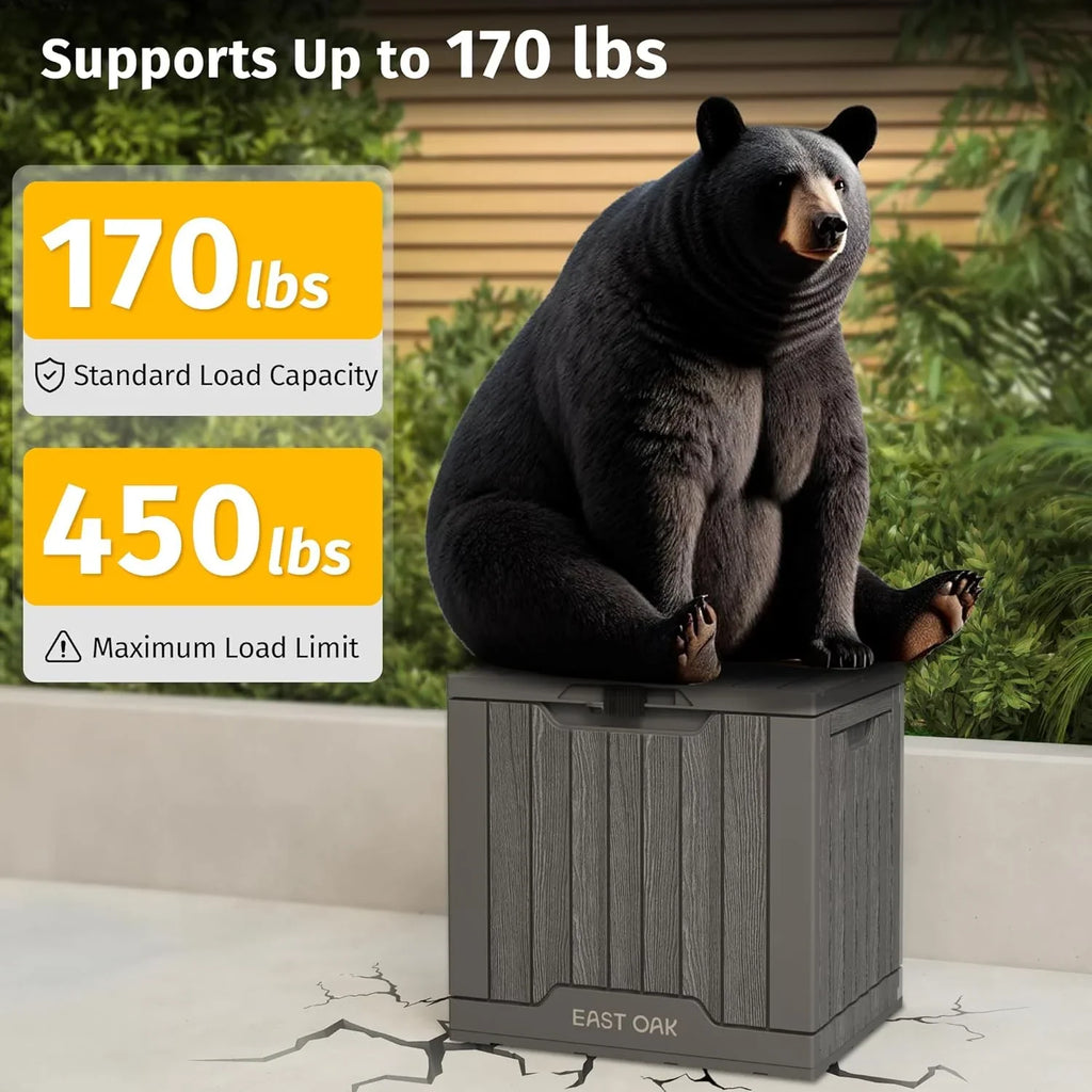 Coffre de rangement extérieur EAST OAK, coffre de terrasse de 60 gallons, utilisation intérieure et extérieure, bac de rangement en résine imperméable