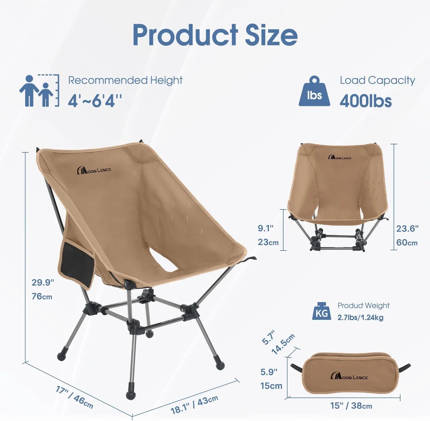 Chaise de camping portable et chaise pliante pour la randonnée et la randonnée