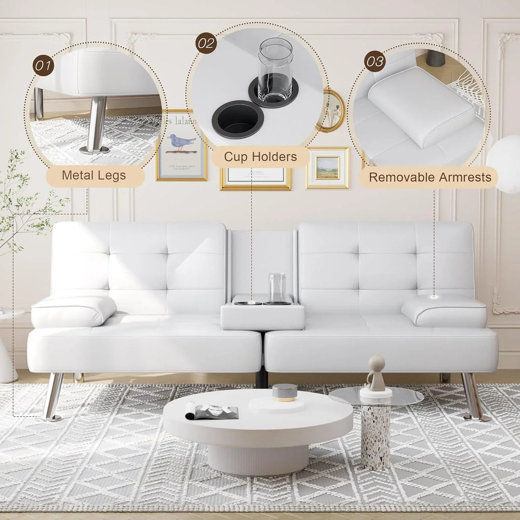 Canapé-lit convertible Shahoo en similicuir rembourré pour salon