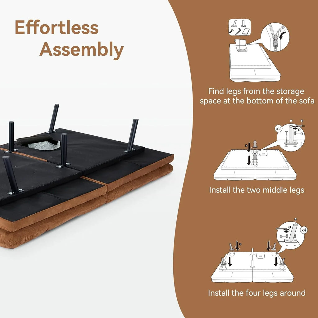 Canapé-lit futon en mousse à mémoire de forme marron, canapé-lit convertible, canapé-lit moderne