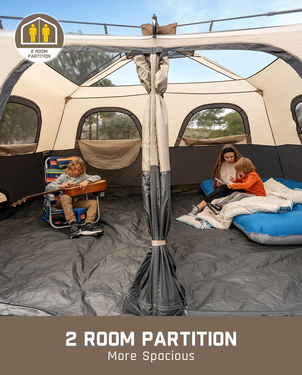 Tente de camping portable pour 4/6/8/10 personnes avec cabine instantanée et résistante à la pluie et au vent