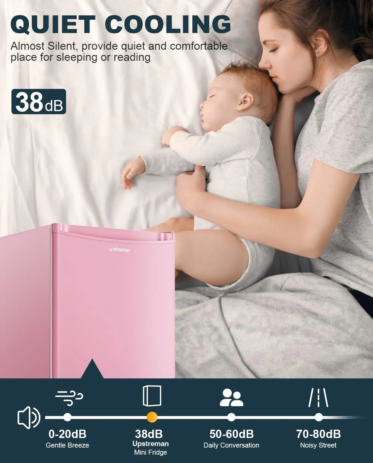 Mini-réfrigérateur Upstreman de 3,2 pieds cubes avec congélateur, mini-réfrigérateur à une porte, réfrigérateur de dortoir