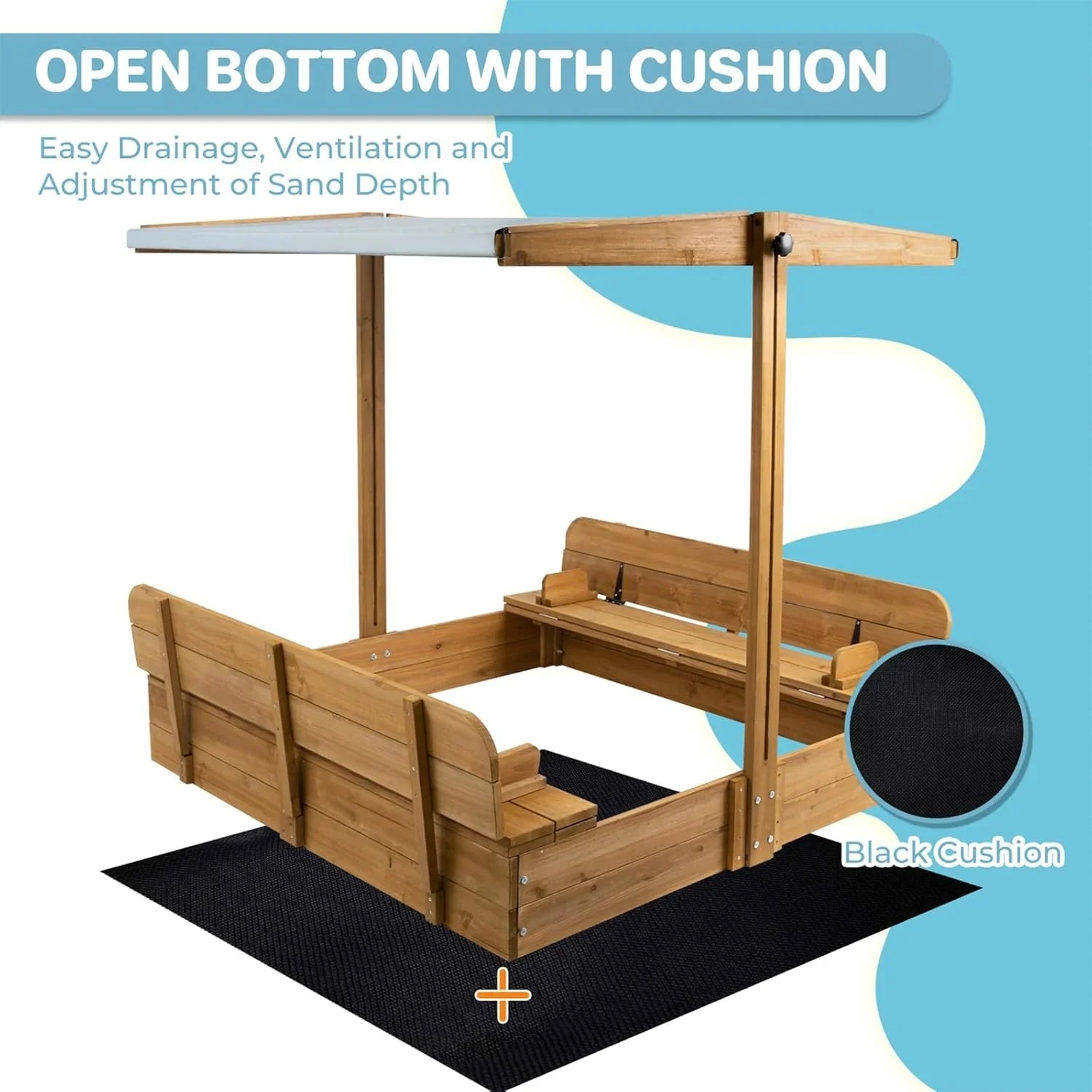 Bac à sable pour enfants avec couvercle, bac à sable extérieur en bois avec couvercle, protection UV