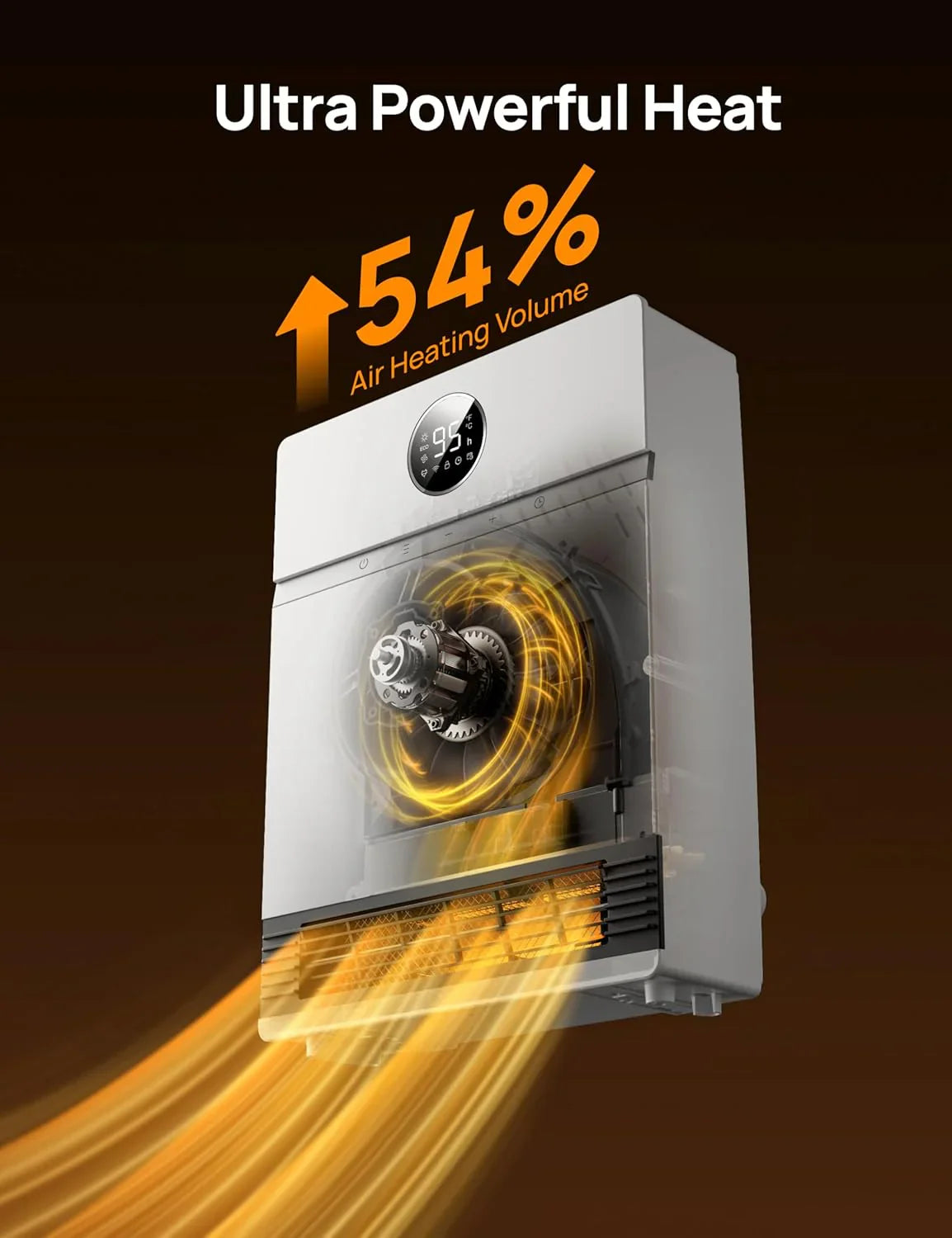 Chauffage mural intelligent pour usage intérieur avec thermostat réglable et télécommande