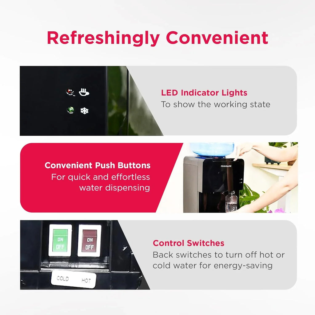 Distributeur d'eau et de glaçons Frigidaire à chargement par le haut - Eau chaude et froide - Verrouillage de sécurité pour enfants