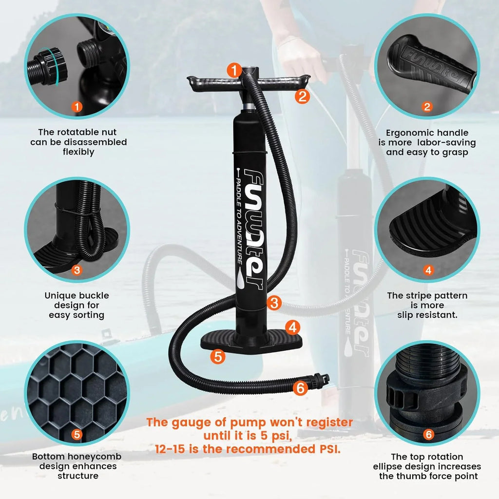 Planche de stand up paddle gonflable FunWater avec accessoires de pagaie SUP haut de gamme, pont EVA antidérapant, pagaie 11'/10'6'