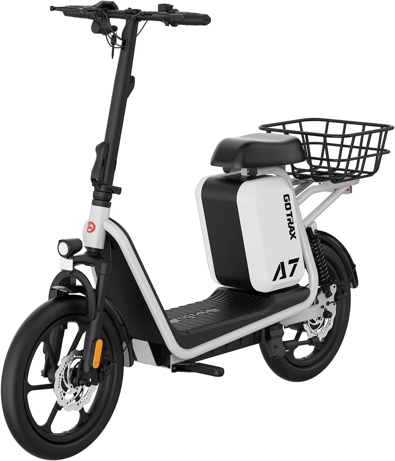 Trottinette électrique adulte Gotrax avec siège, autonomie maximale de 19 à 25 miles, pneus tout-terrain, pédales larges, siège rembourré et nacelle