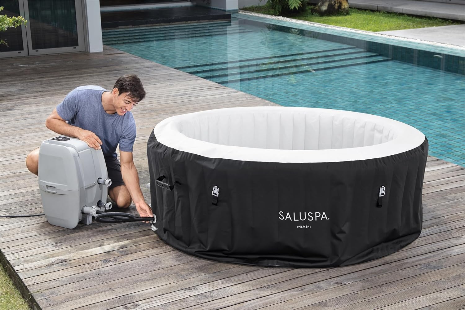 Spa gonflable Bestway SaluSpa Miami EnergySense AirJet (180 x 66 cm) | Spa portable avec 2 housses