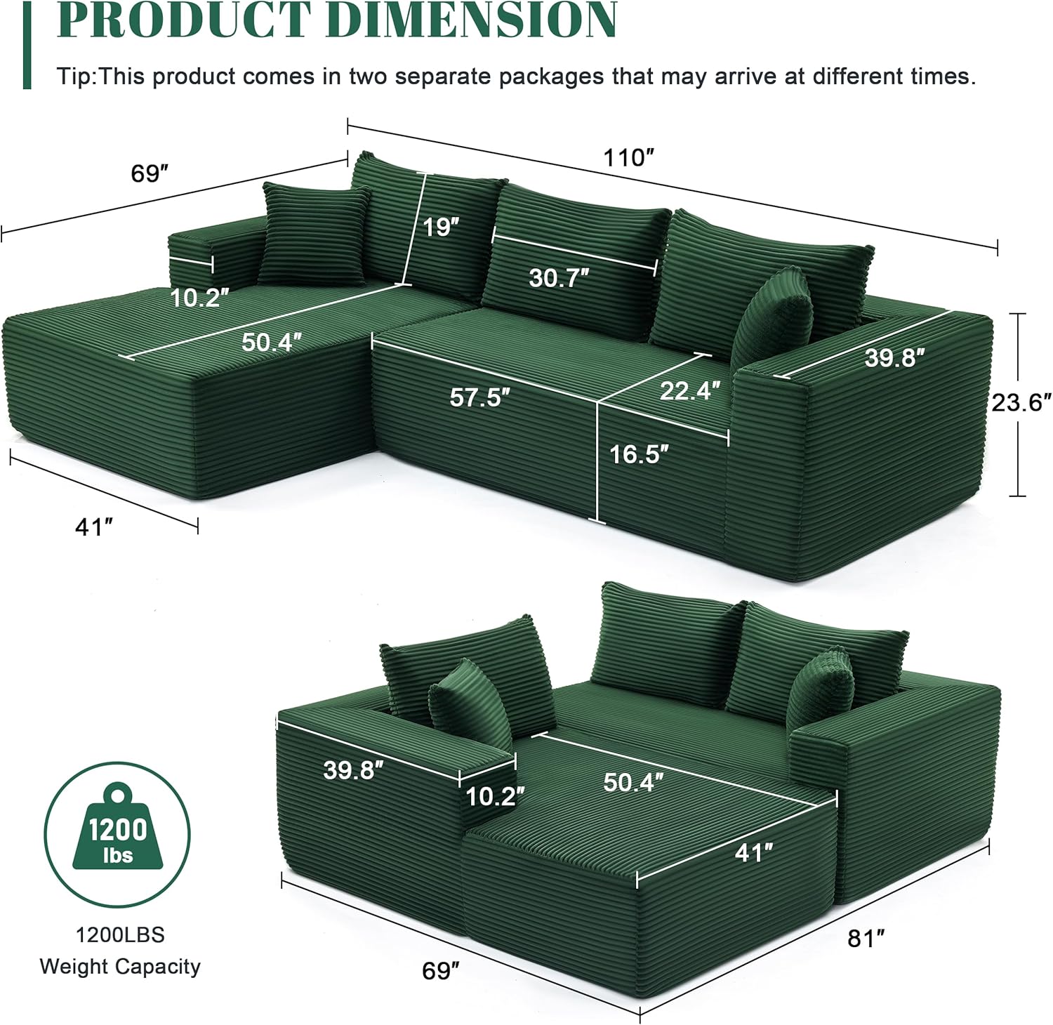 Canapé nuage de 110 pouces, canapé désossé dans le salon, canapé modulable avec sièges profonds