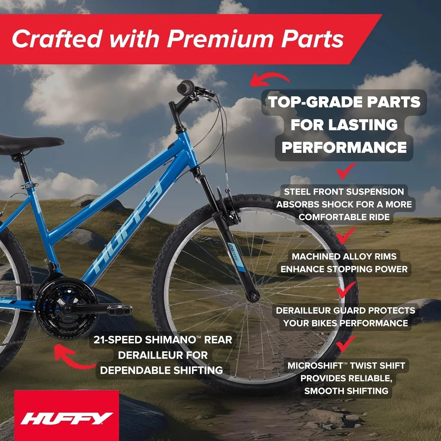 VTT semi-rigide Huffy Stone Mountain, pour garçons/filles/hommes/femmes, tailles 20"/24"/26"