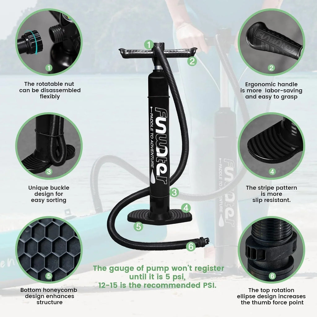 Planche de stand up paddle gonflable FunWater avec accessoires de pagaie SUP haut de gamme, pont EVA antidérapant, pagaie 11'/10'6'