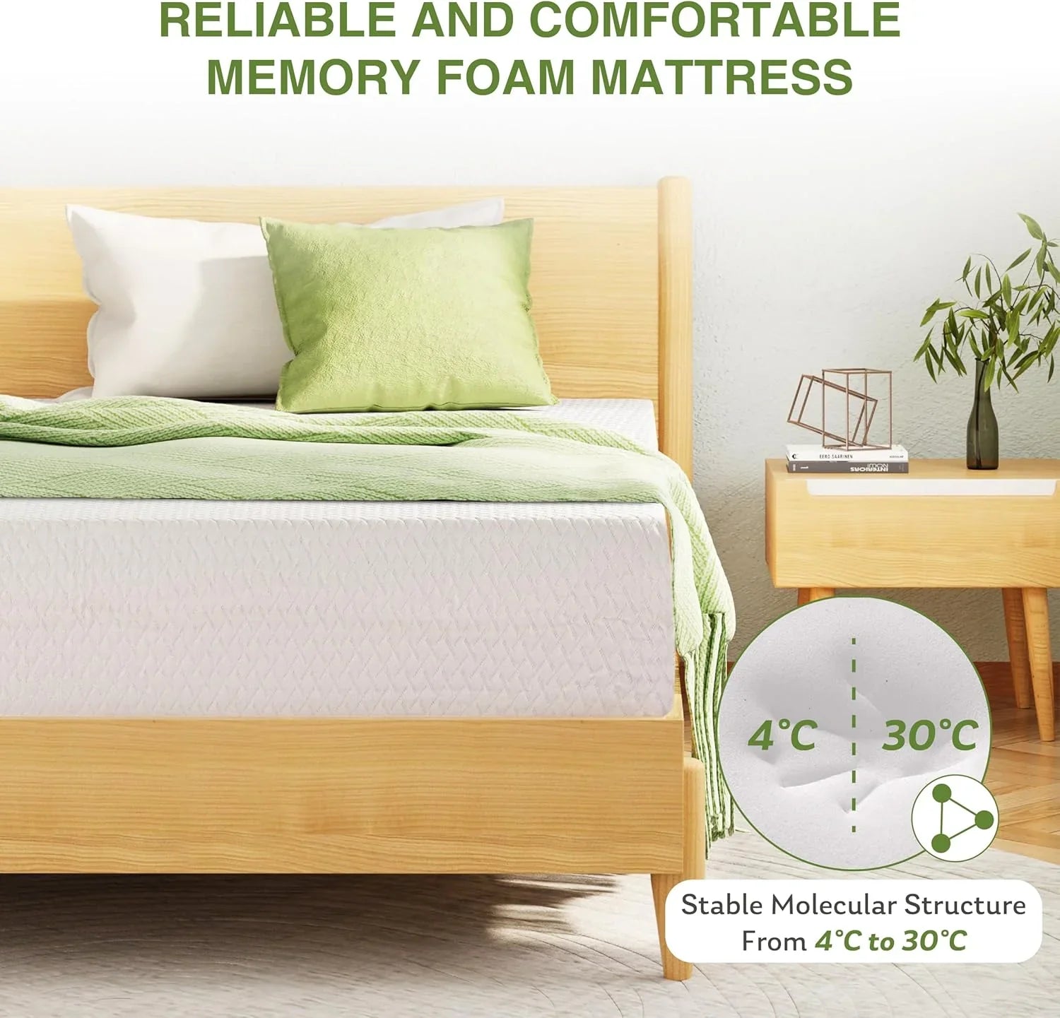 Matelas double de 8 pouces avec mousse à mémoire de forme pour un soutien moyennement ferme