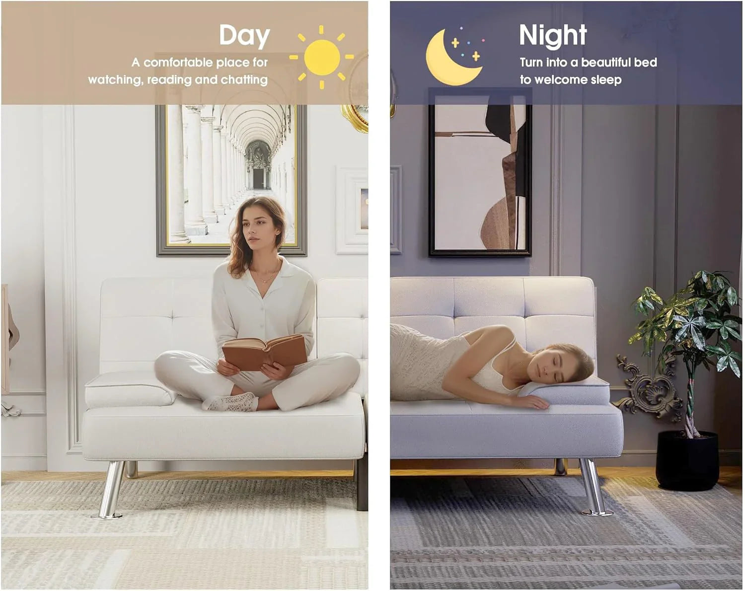 Canapé-lit futon Flamaker Ensemble futon pliant moderne Chaise longue convertible