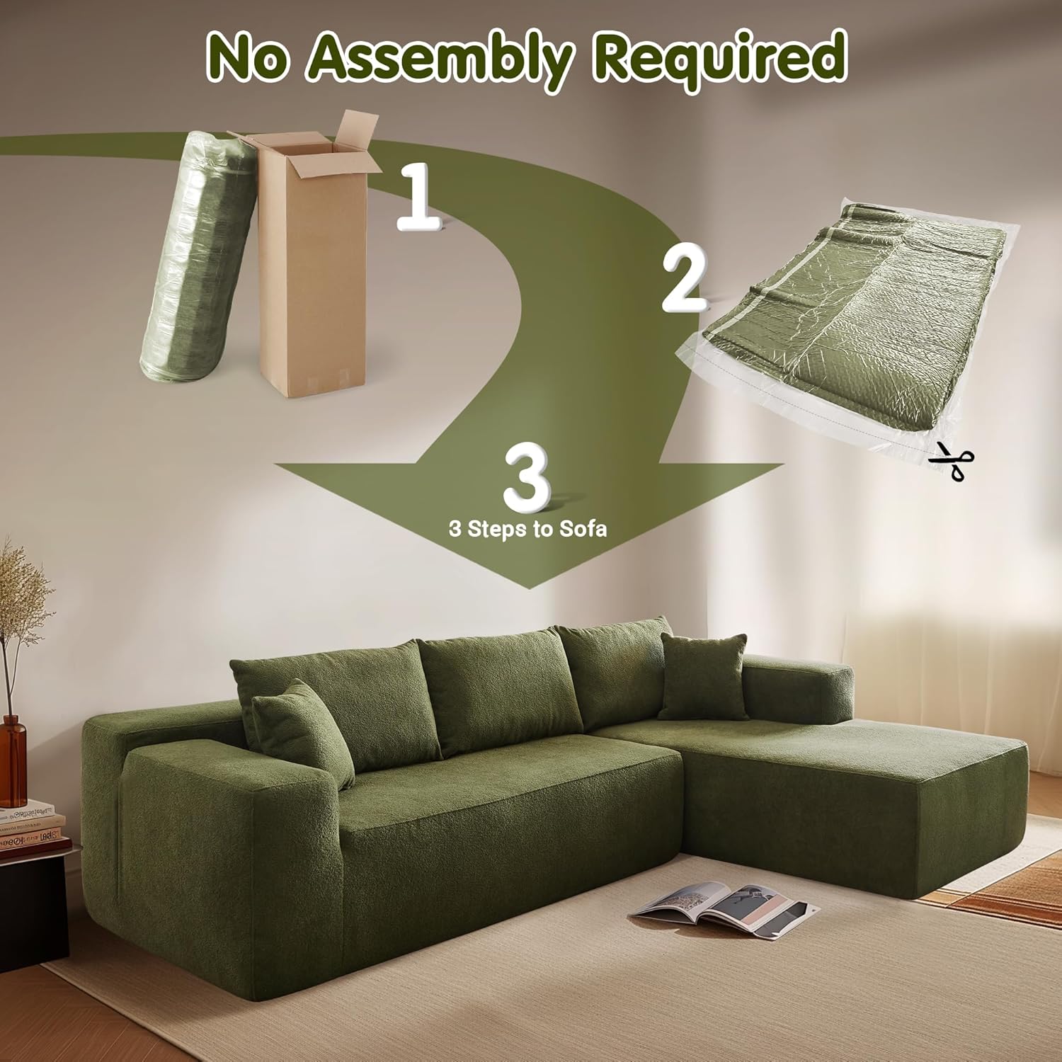 Canapé Ovios 104" Cloud Section Fauteuil en L, canapé modulaire moderne