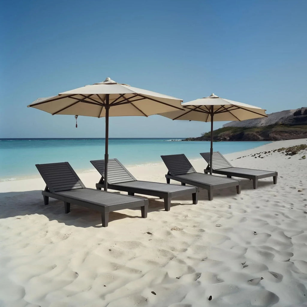 Chaises de patio - Ensemble de 2 chaises longues noires pour l'extérieur, chaise longue de jardin légère