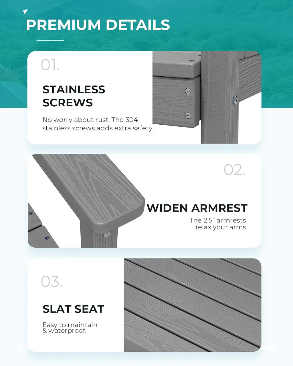 Ensemble de salle à manger d'extérieur en PEHD, 7 pièces, avec table découpée pour parasol et 6 chaises