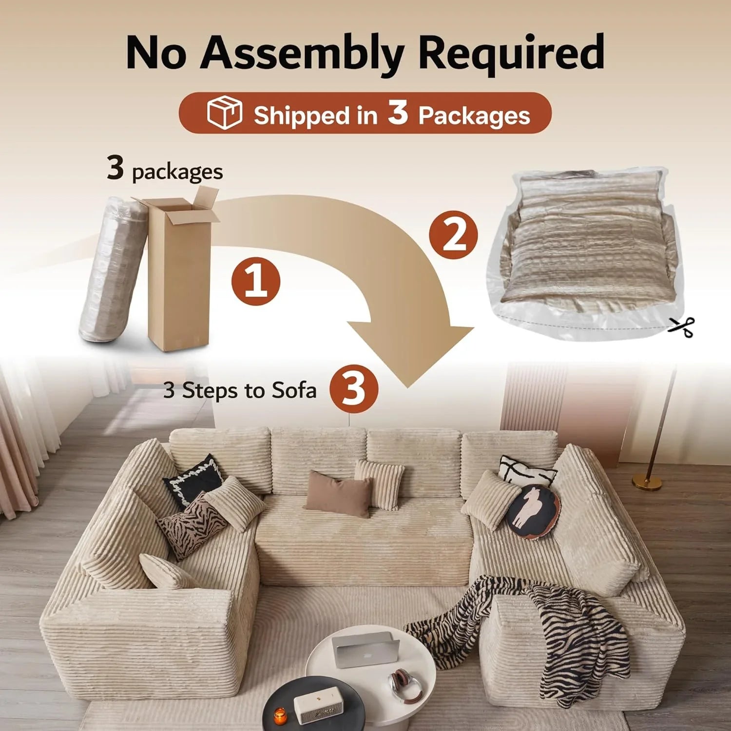 Canapé Ovios 104" Cloud Section Fauteuil en L, canapé modulaire moderne