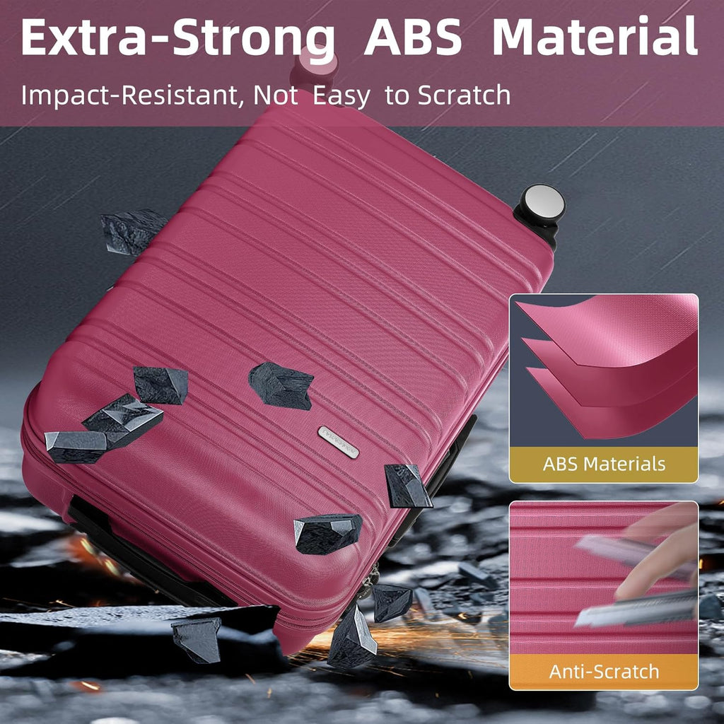 Ensemble de bagages 6 pièces, ensemble de valises rigides extensibles avec roulettes pivotantes, ensemble de bagages à roulettes légers