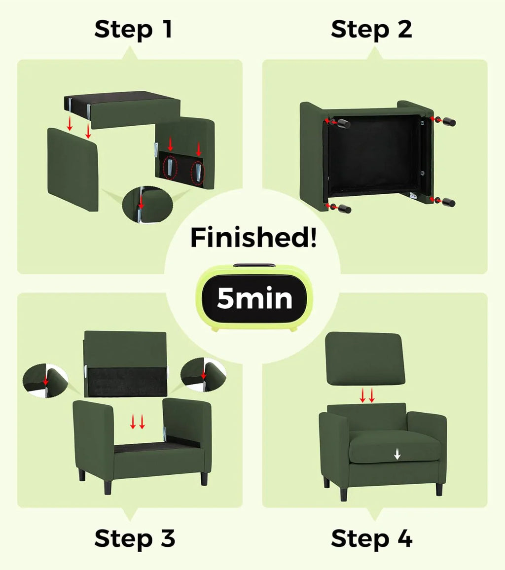 Causeuse de 51 pouces, causeuse confortable en velours côtelé