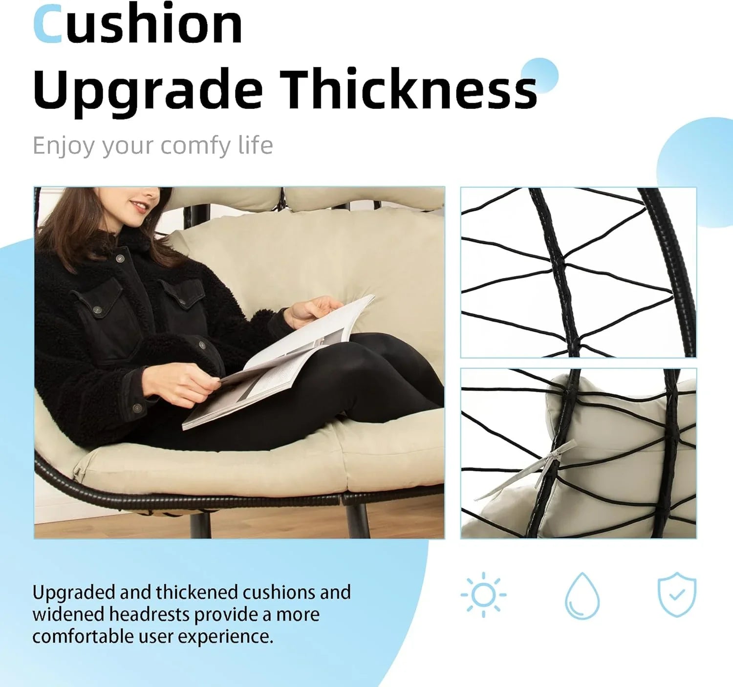 Chaise double œuf avec support hamac balançoire chaise pliable canapé suspendu amour