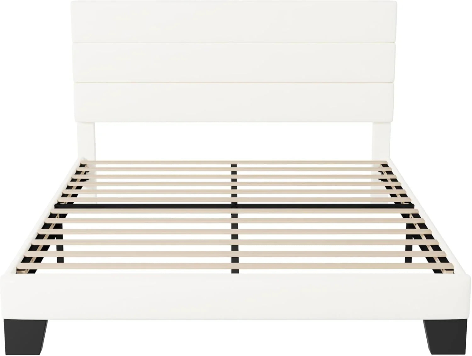 Cadre de lit plateforme Allewie Queen Size avec tête de lit rembourrée en tissu et support à lattes en bois, sommier entièrement rembourré (pas besoin de sommier)
