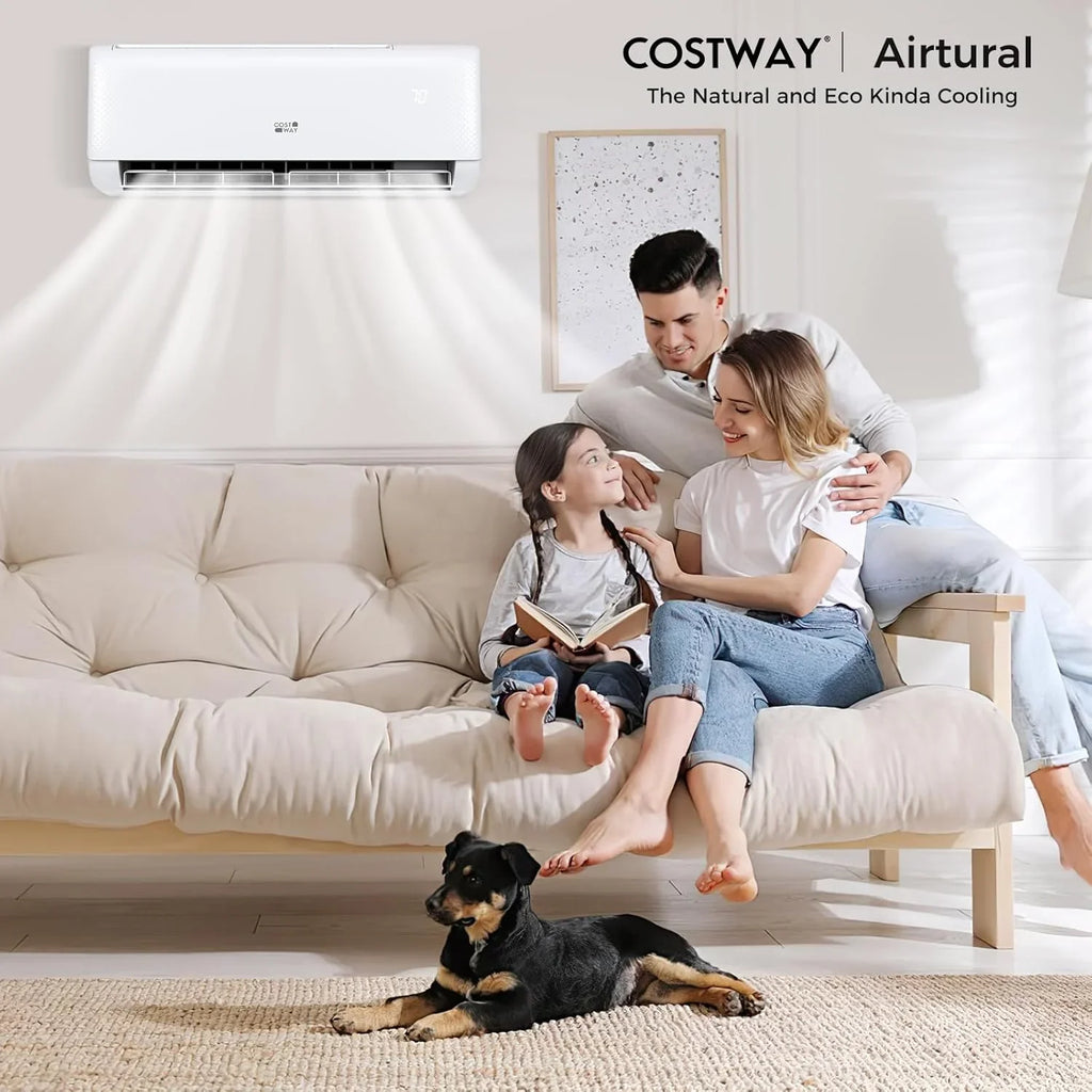 Climatiseur et chauffage mini-split Costway 12 000 BTU, 20 SEER2 115 V, unité de climatisation murale sans conduit, refroidit les pièces jusqu'à 750 pi²