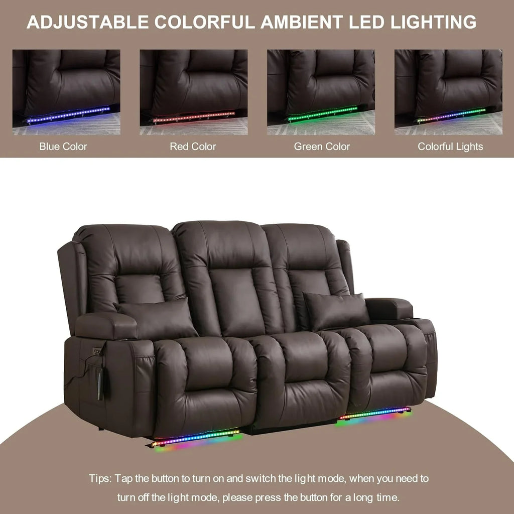 Canapé inclinable électrique TUNYI avec fonctions massage et chauffage, siège home cinéma avec console, canapé inclinable électrique pour camping-car