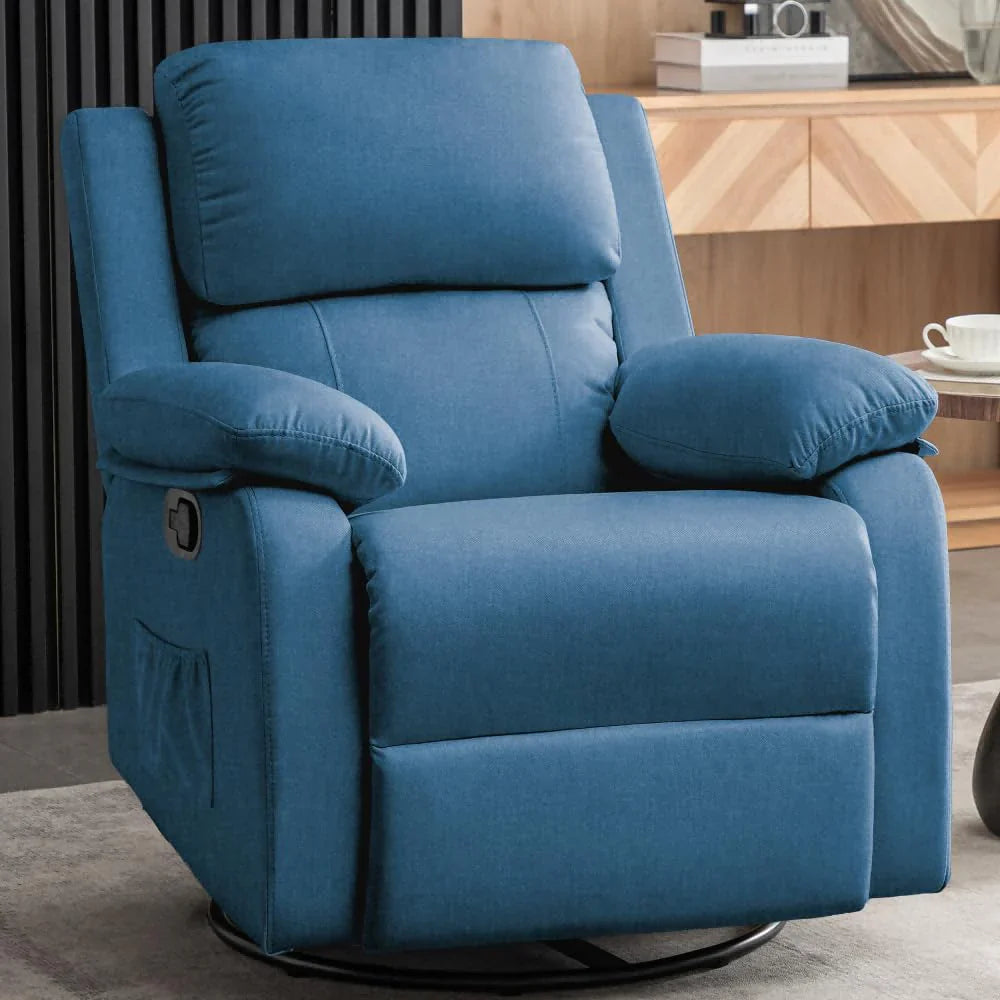 Fauteuil à bascule inclinable pivotant à 360 degrés en tissu coulissant