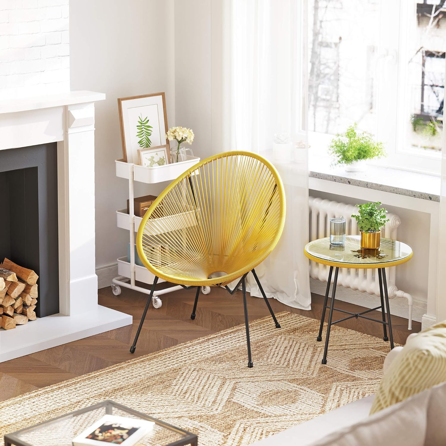 Canapé d'extérieur 2 places avec dossier en rotin synthétique