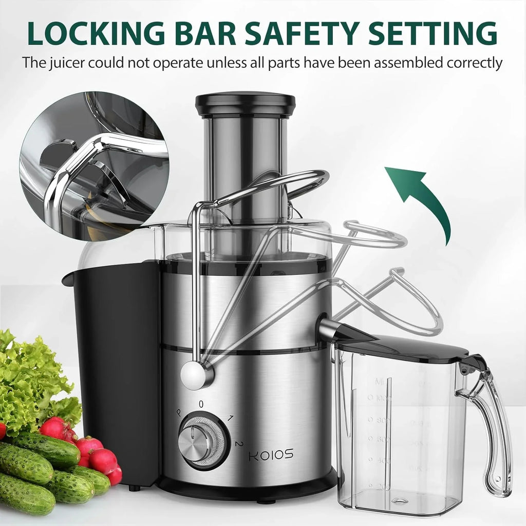 Centrifugeuse KOIOS 1 300 W avec goulotte d'alimentation extra large de 7,6 cm et filtre en titane