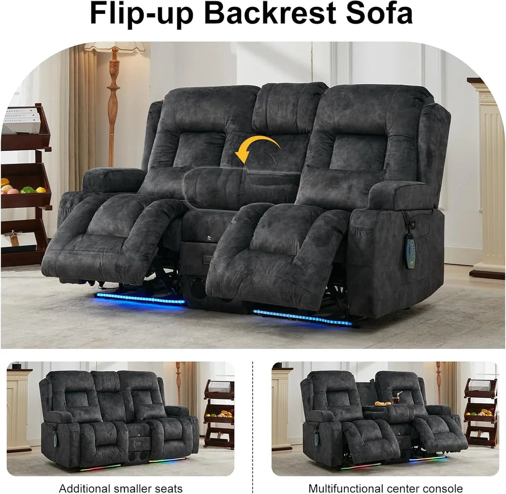 Canapé inclinable électrique TUNYI avec fonctions massage et chauffage, siège home cinéma avec console, canapé inclinable électrique pour camping-car