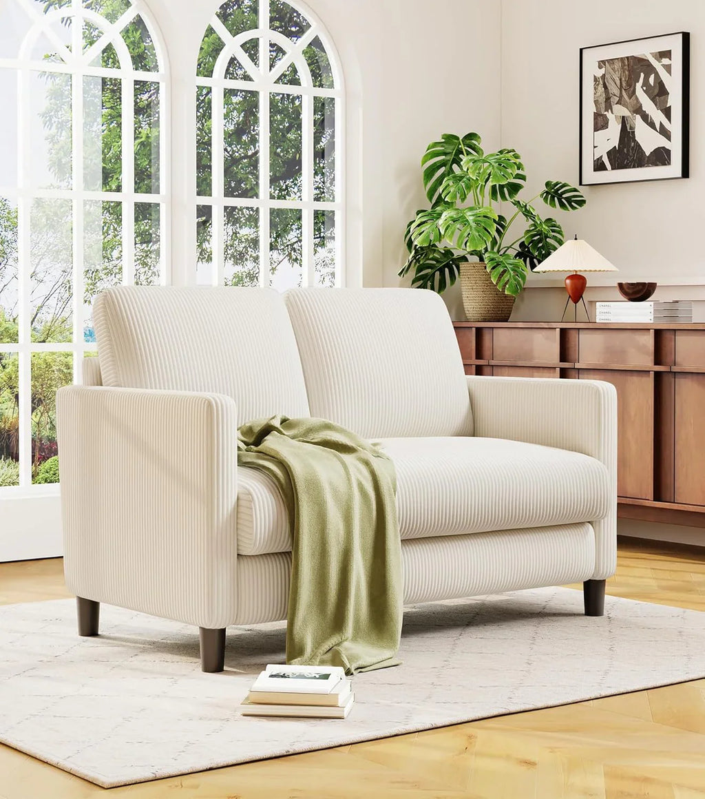 Causeuse de 51 pouces, causeuse confortable en velours côtelé