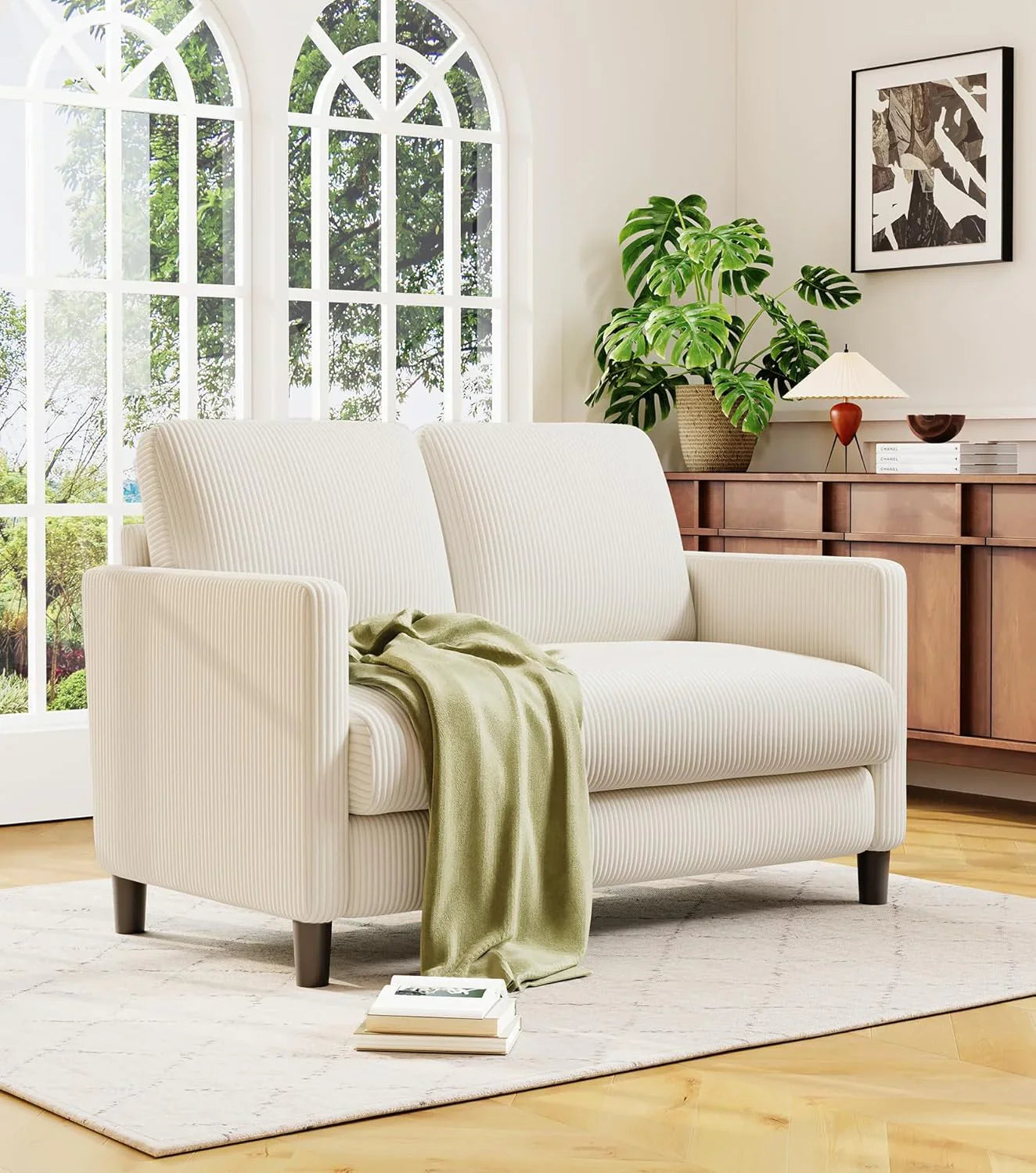 Causeuse de 51 pouces, causeuse confortable en velours côtelé