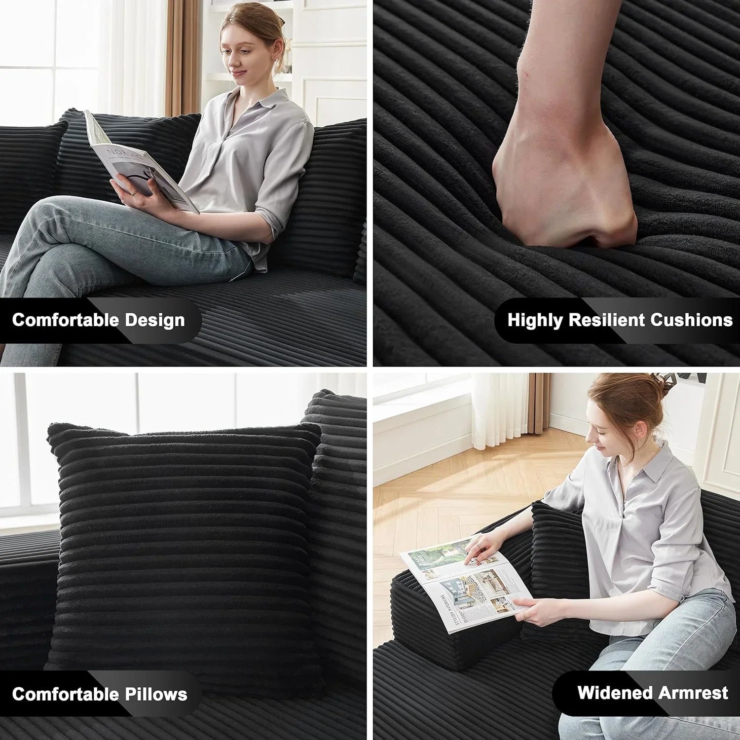 Canapé nuage de 110 pouces, canapé désossé dans le salon, canapé modulable avec sièges profonds