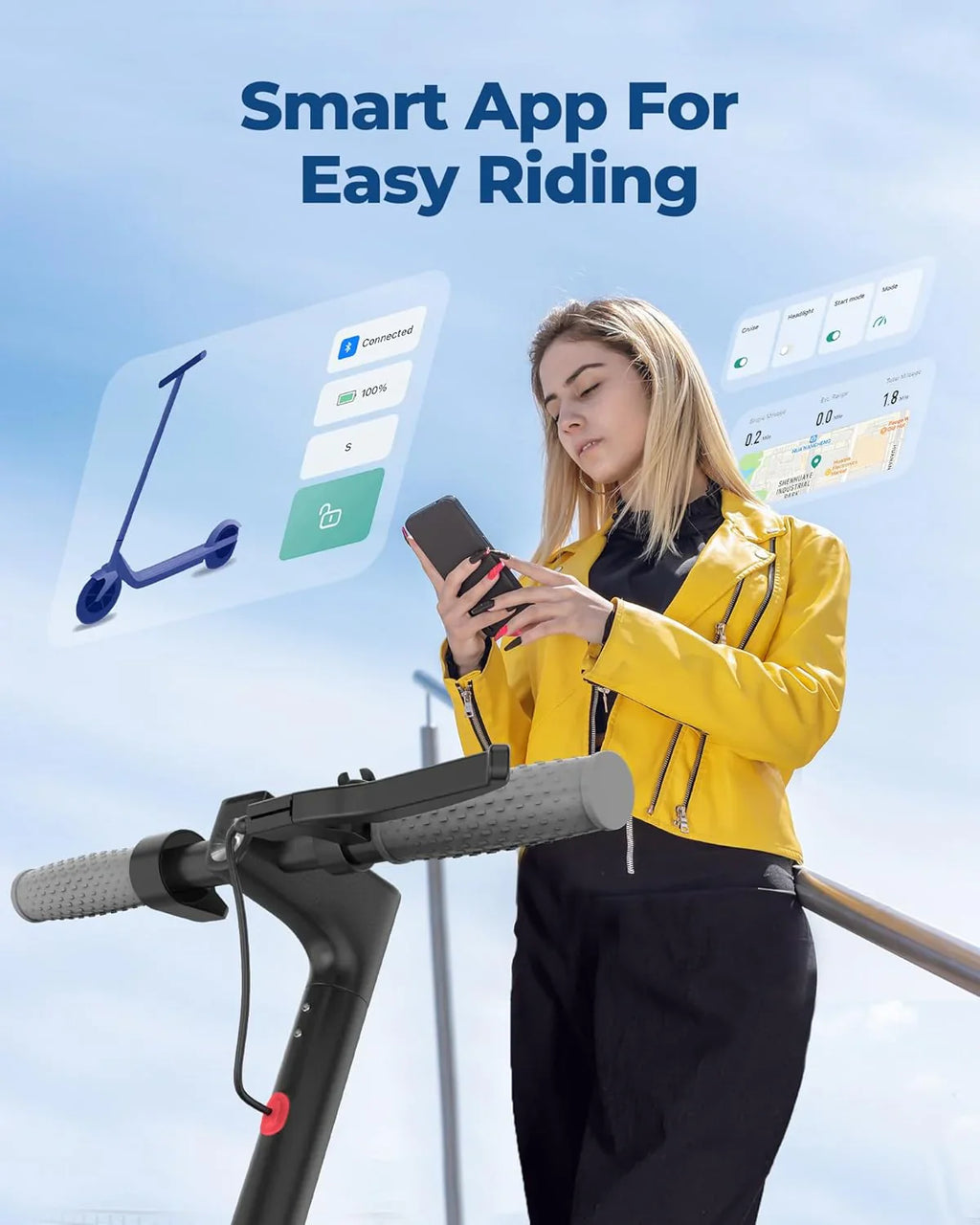 Trottinette électrique, moteur puissant de 350 W/500 W, pneus pleins de 8,5"/10", autonomie de 19/22 mph, 28/21/12 miles