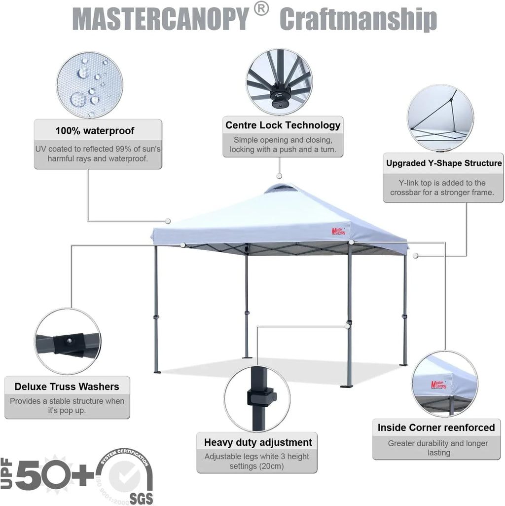 Tente pop-up robuste avec sac à roulettes (10 x 10, noir)