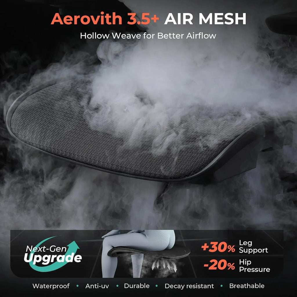 Chaise de bureau ergonomique en maille avec dossier haut réglable lombaire, capacité de charge de 400 lb