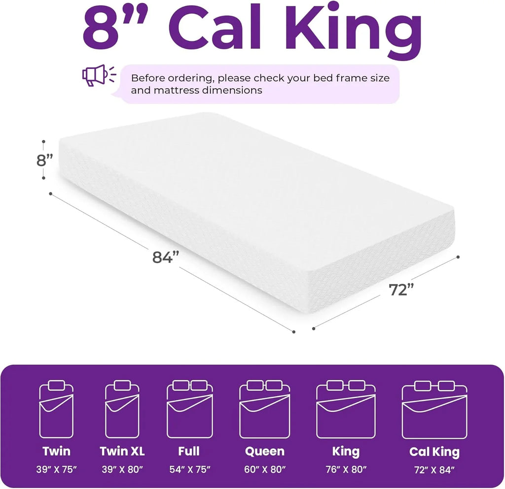 Matelas en mousse à mémoire de forme GAESTE de 8 pouces, entièrement rafraîchissant, matelas dans une boîte