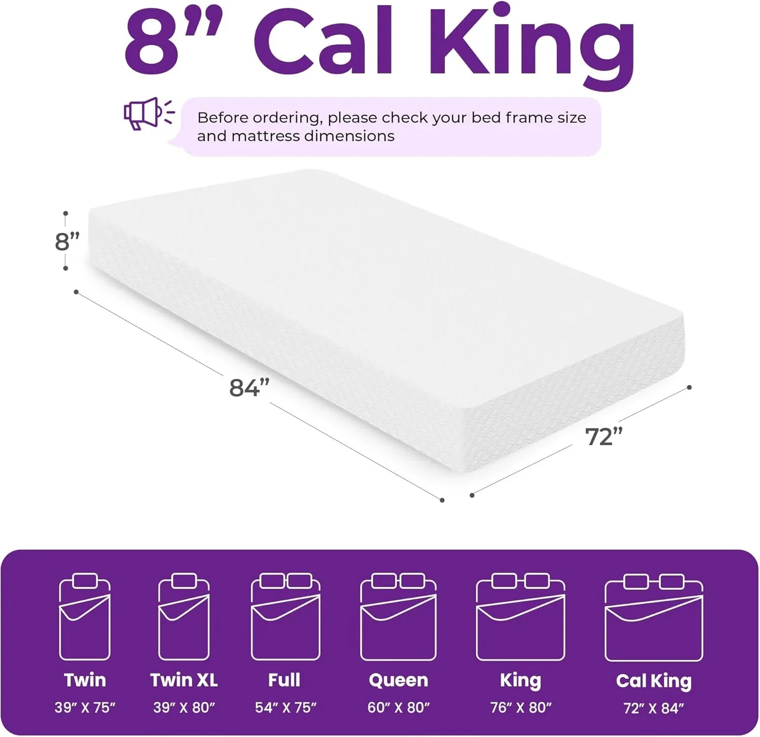 Matelas en mousse à mémoire de forme GAESTE de 8 pouces, entièrement rafraîchissant, matelas dans une boîte