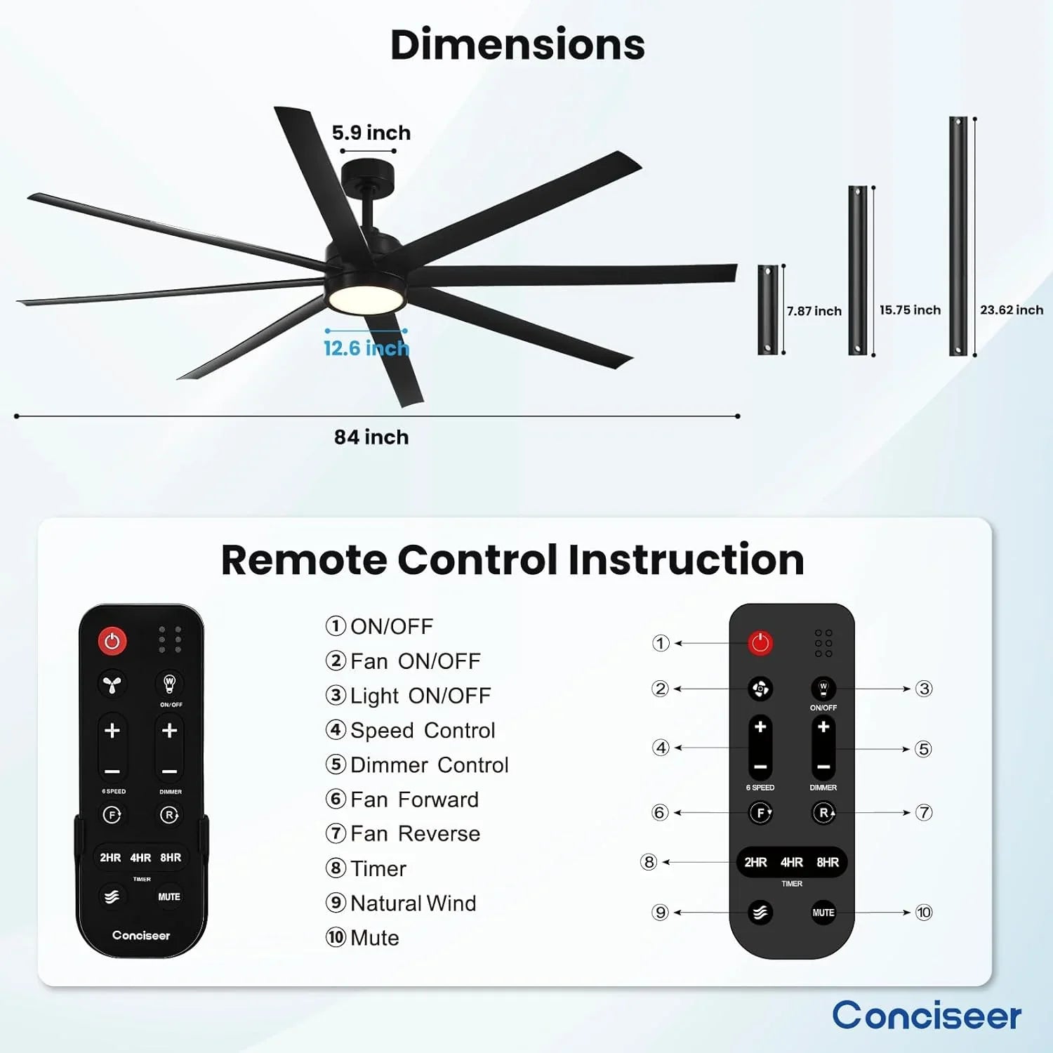 Ventilateur de plafond moderne 72 pouces chambre salon bibliothèque café extérieur/industriel