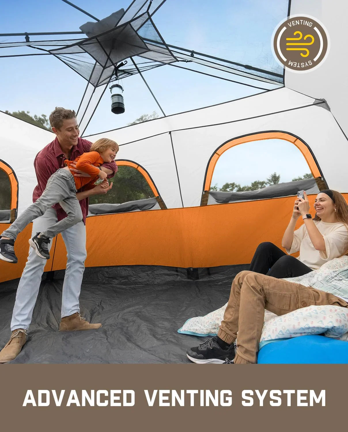 Tente de camping portable pour 4/6/8/10 personnes avec cabine instantanée et résistante à la pluie et au vent