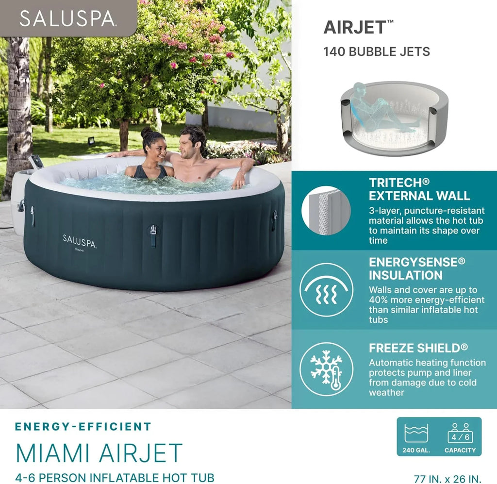 Spa gonflable rond SaluSpa Aruba AirJet, grand format, pour 2 à 3 personnes, portable, pour l'extérieur