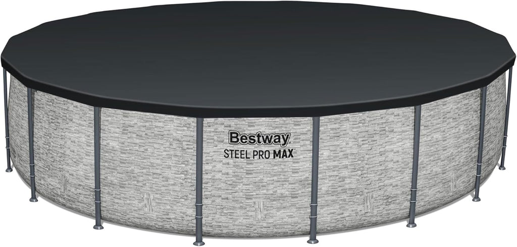 Piscine hors sol extérieure ronde Steel Pro MAX de 4,2 m x 122 cm avec cadre métallique et pompe de filtration de 1 000 litres, échelle et bâche