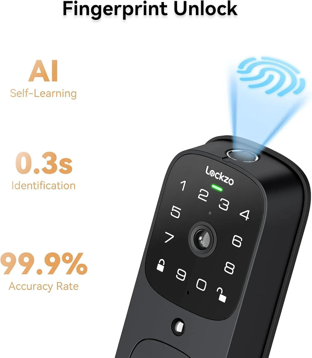 Serrure vidéo intelligente avec sonnette, caméra Wi-Fi intégrée, contrôle par application, commande vocale, verrouillage automatique, IP65, appel vidéo