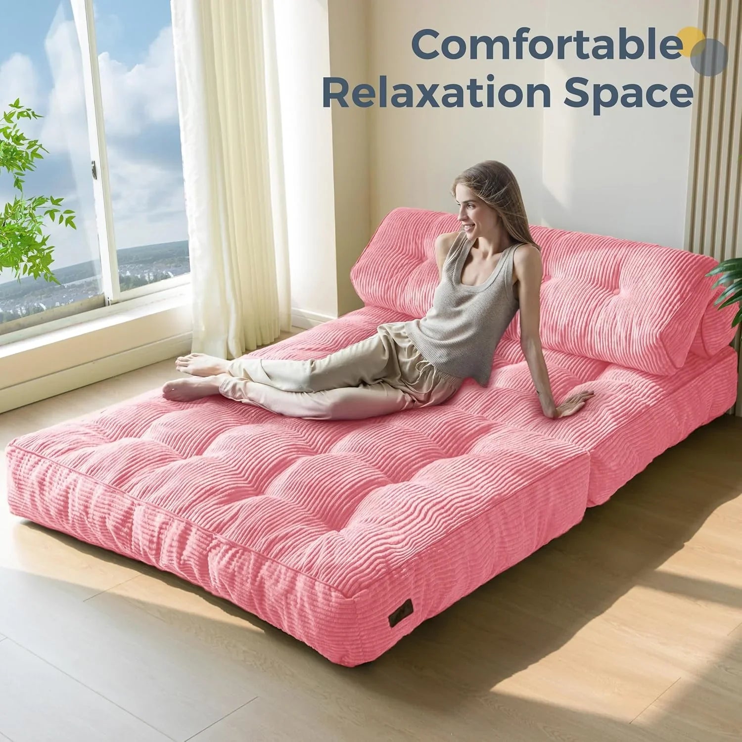 Canapé-lit pliant MAXYOYO, fauteuil convertible avec oreiller, matelas pliable avec support dorsal, fauteuil-lit pliant portable