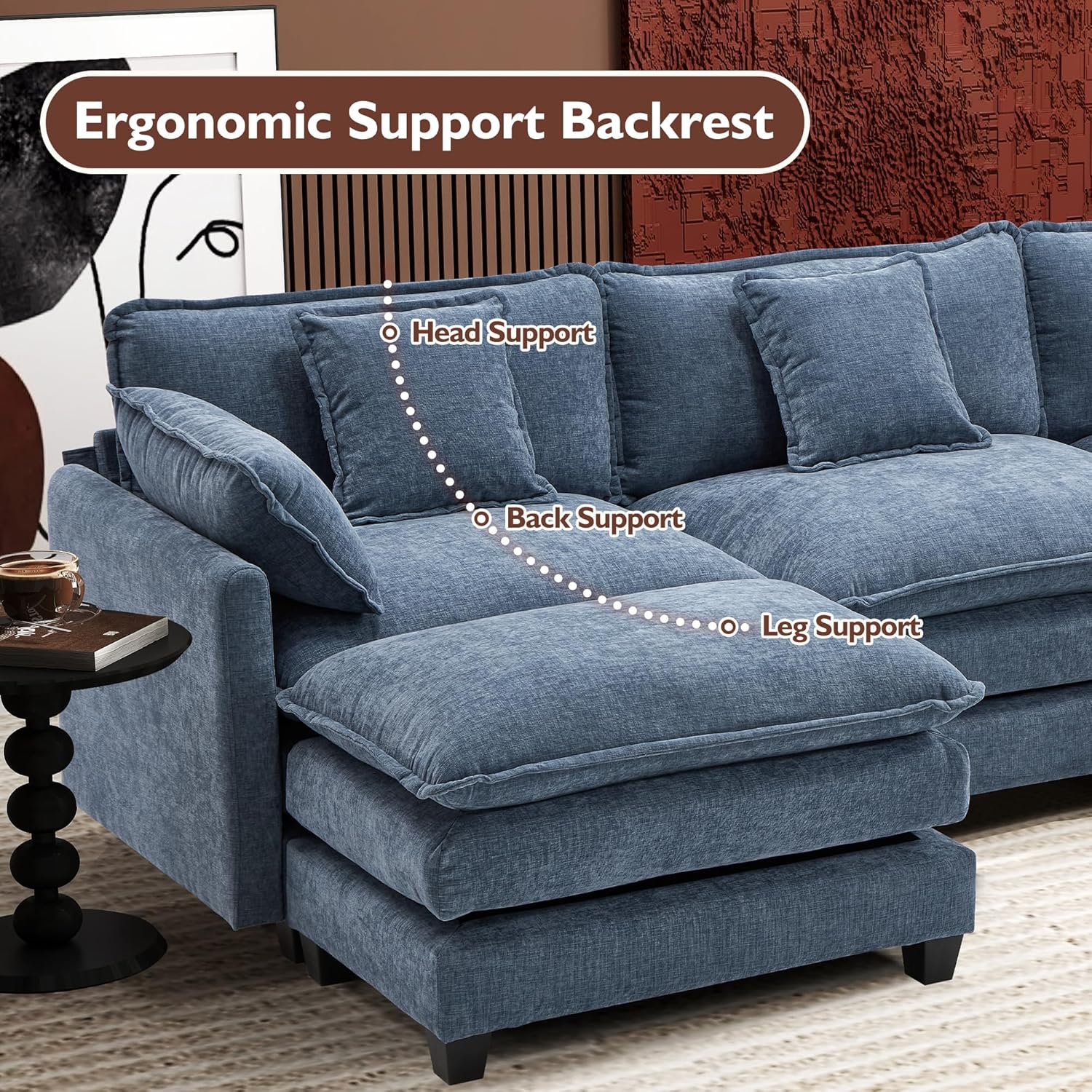 Canapé modulaire moderne en forme de U de 146 pouces d'ihanherry