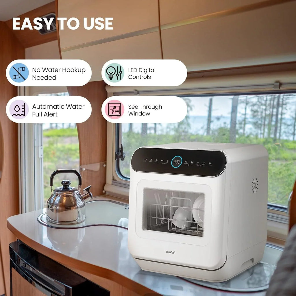 Lave-vaisselle portable de comptoir COMFEE avec réservoir d'eau intégré de 5 L